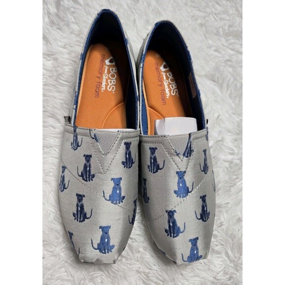Bobs For Dogs Skechers Dog Print Memory Foam Canvas Flat Slip On Sneaker Size 9 - Picture 1 of 9